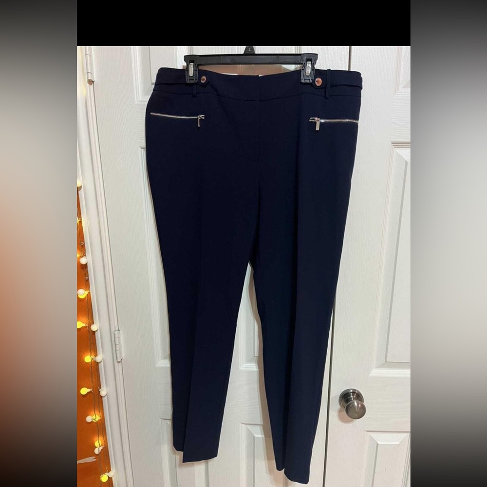 Calvin Klein Navy Slim Ponte Zip-Pocket Pants